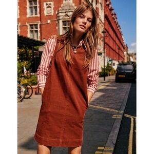 Boden Corduroy Shift Dress Sleeveless A-Line Pockets Women 4 Long Twee Preppy